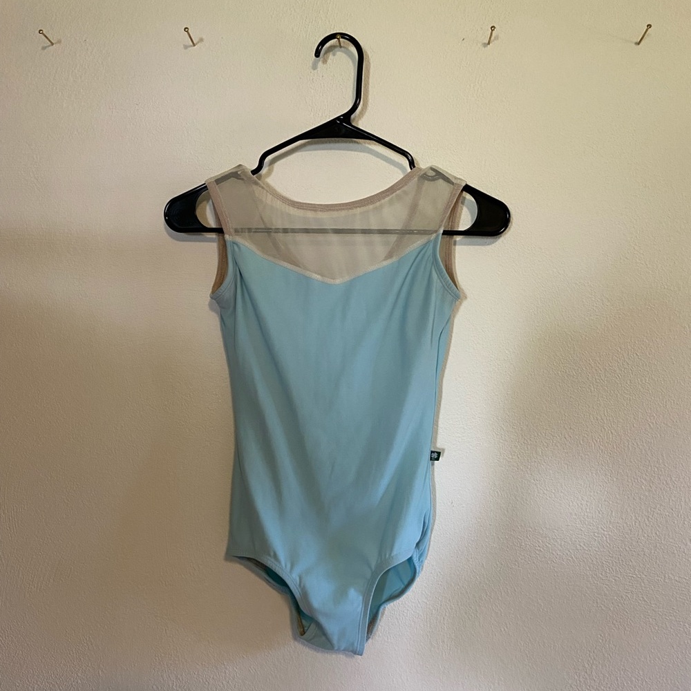 Baby blue scoop back leotard